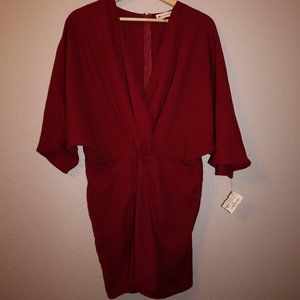 Burgundy V-Neck Cocktail Dress